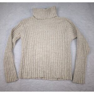 VTG Avalin‎ Sweater Women's M Beige Heavy Ribbed Turtle Neck Long Sleeve USA